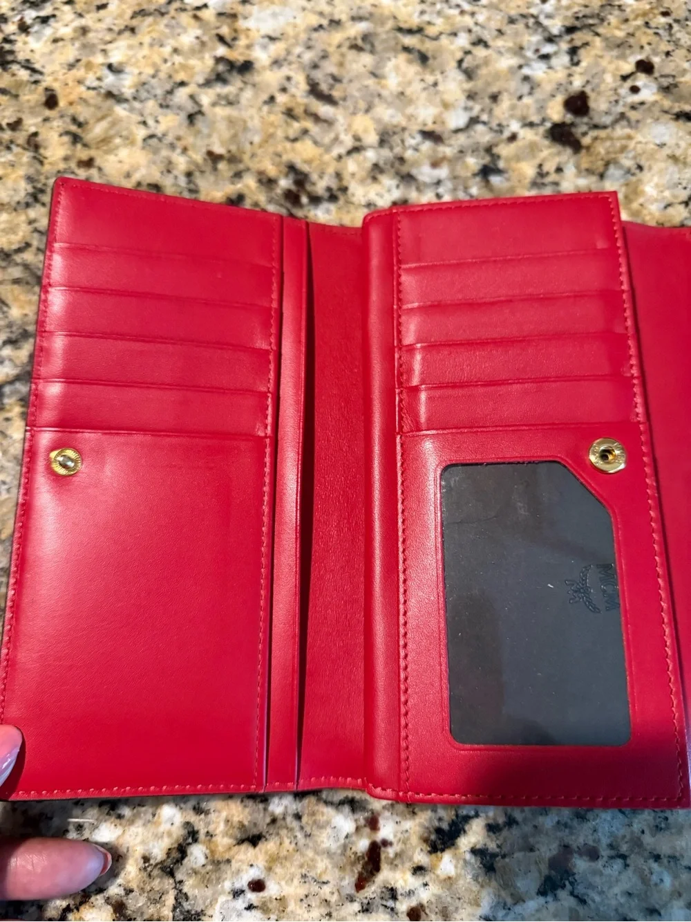 MCM Croc-Embossed Red-Orange Leather Wallet